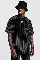 Boohoo Oversized Man Repeat Print Pinstripe T-shirt