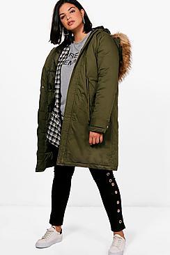 Boohoo Plus Natalie Fur Trim Parka