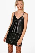 Boohoo Kara Leather Look Pu Swing Hem Cami