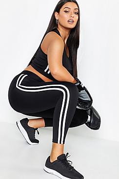 Boohoo Plus Fit Side Stripe Running Legging