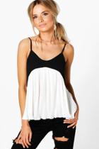 Boohoo Poppy Mono Pleated Hem Woven Cami Black