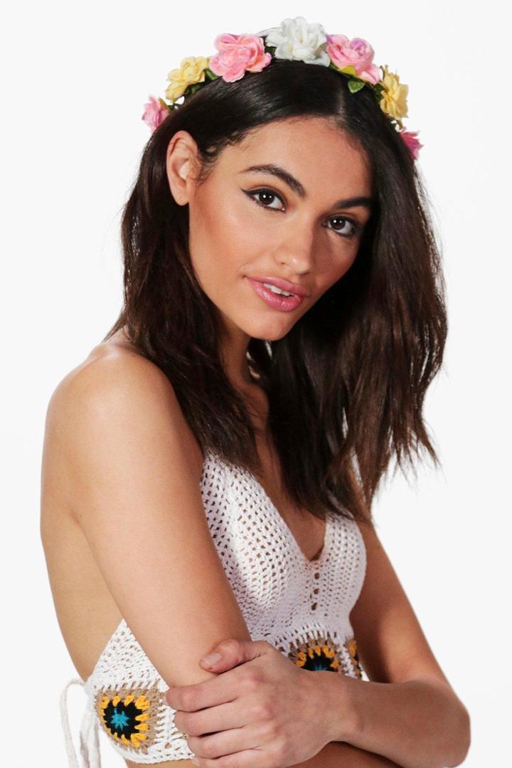 Boohoo Harriet Floral Hair Crown Yellow