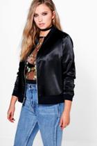 Boohoo Plus Rosie Satin Bomber Black