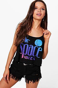 Boohoo Niamh Space Ibiza Crop Swing Licence Vest