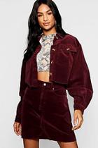 Boohoo Tall Mock Horn Button Crop Cord Jacket