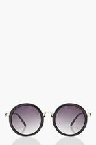 Boohoo Lea Gold Contrast Round Sunglasses