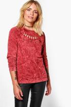 Boohoo Imogen Washed Cut Out Sweatshirt Red