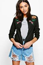 Boohoo Harriet Floral Embroidered Bomber