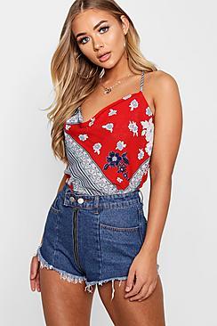 Boohoo Bella Printed Hanky Cami Top