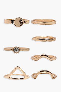Boohoo Layla Mixed Geo Design Ring Pack