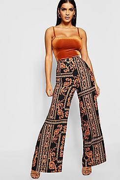 Boohoo Chain Print Wide Leg Trousers