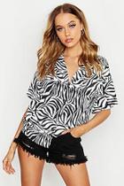 Boohoo Woven Zebra Resort Shirt