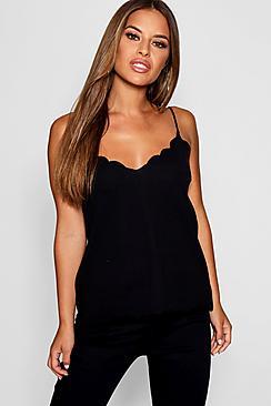 Boohoo Petite Scallop Edge Cami Top