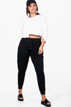 Boohoo Plus Amanda Lace Up Detail Jogger Black
