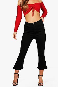 Boohoo Petite Lauren Kick Flare Crop Jean