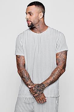 Boohoo Vertical Stripe Woven T-shirt Co-ord