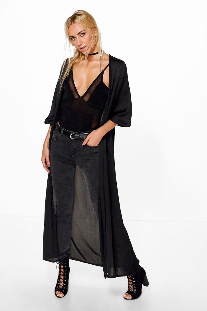 Boohoo Millie Maxi Silky Duster Black