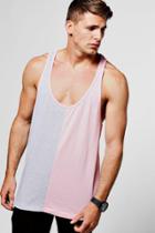 Boohoo Longline Half & Half Racer Tank Top Pink