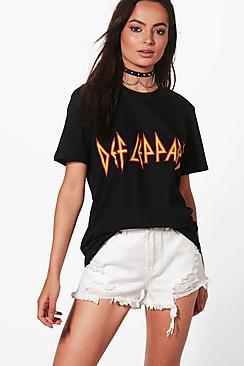 Boohoo Daisy Def Leppard Oversized Band Tee