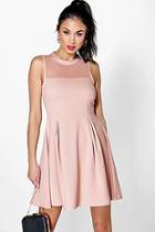 Boohoo Nikki Mesh Top Seam Detail Skater Dress