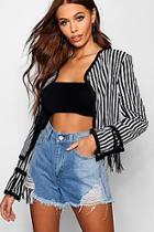 Boohoo Isabelle Boutique Stripe Tassel Blazer