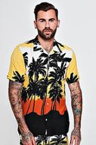 Boohoo Short Sleeve Palm Print Revere Shirt Co-ord