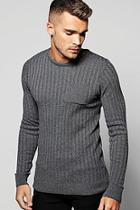 Boohoo Knitted Crew Neck Jumper With Patch Pocket