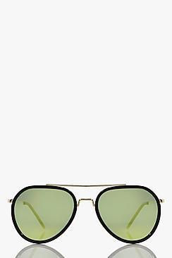 Boohoo Emma Double Metal Frame Revo Lense Aviators