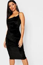 Boohoo Velvet Strappy Cowl Midi Dress
