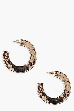 Boohoo Snake Contrast Chunky Hoop Earrings