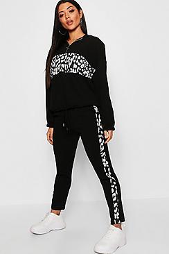 Boohoo Leopard Print Panel Joggers
