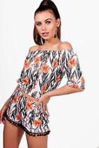 Boohoo Petite Printed Flower Top & Shorts Co-ord Set