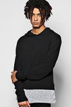 Boohoo Hooded Knitted Jumper With Jersey Insert
