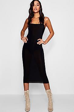 Boohoo Tall Meg Square Neck Midi Dress