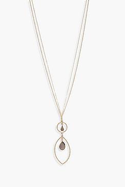 Boohoo Fifi Layered Teardrop Hoop & Stone Necklace