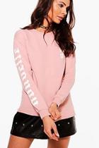 Boohoo Petite Sarah Asymmetric Printed Sweat