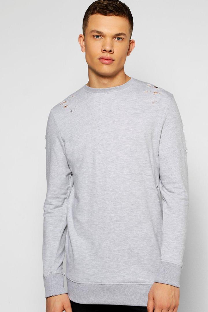 Boohoo Destroyed Sweatshirt Grey