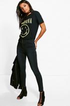 Boohoo Eloise Zip Front Skinny Jeans Black