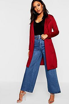 Boohoo Belted Duster Coat With Pockets