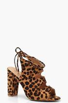 Boohoo Extra Wide Fit Leopard Cut Work Shoe Boots