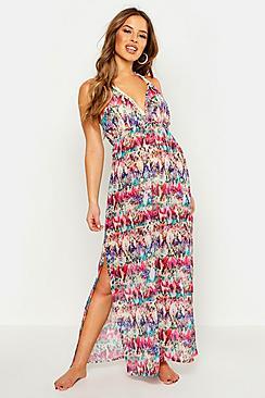 Boohoo Petite Rainbow Snake Maxi Beach Dress