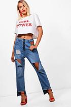Boohoo Georgie Zip Fly Extreme Ripped Straight Leg Jeans