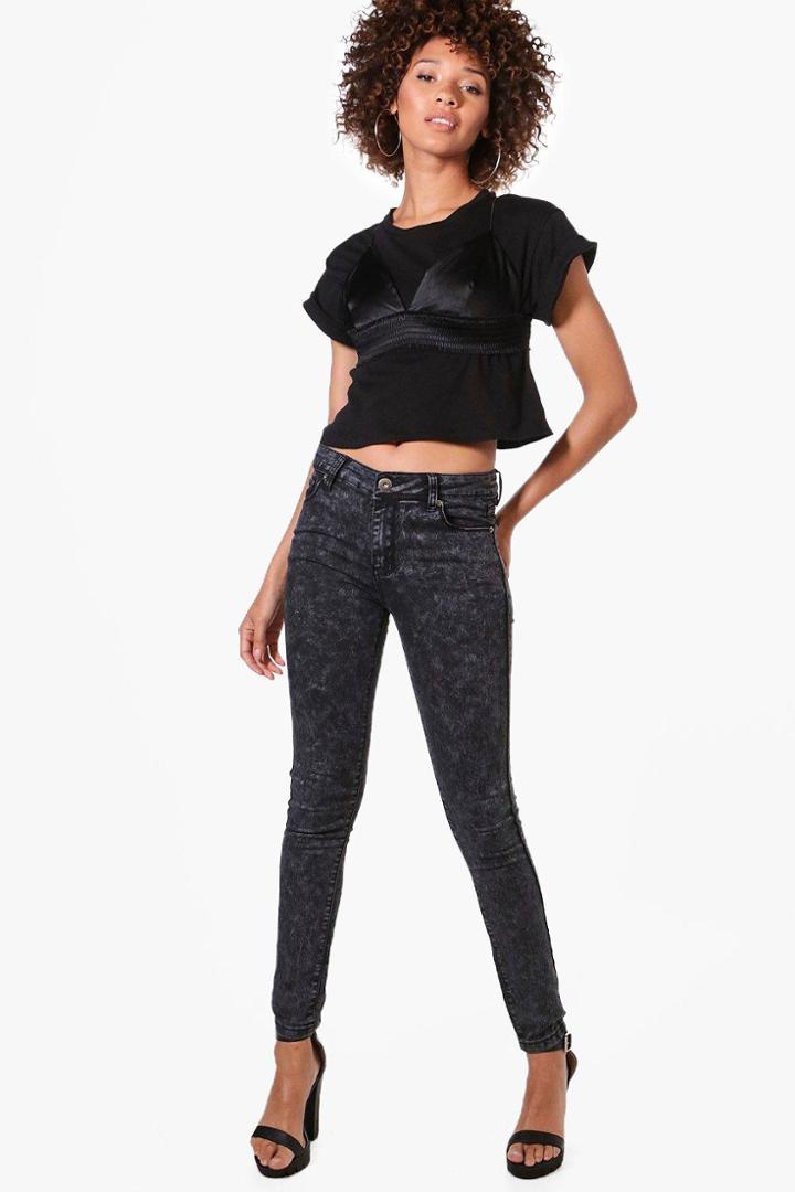 Boohoo Lucy Acid Wash Jeans Charcoal
