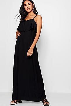 Boohoo Stephie Cold Shoulder Ruffle Maxi Dress