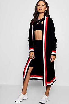 Boohoo Chaise Maxi Sport Tipping Oversized Cardigan