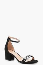 Boohoo Evie Chain Strap Low Heel Two Part Sandals