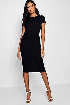 Boohoo Emily Asymmetric Detail Midi Dress