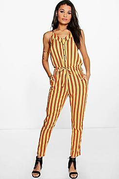 Boohoo Sally Striped Woven Jumpsuit