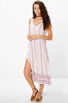 Boohoo Tall Sarah Border Print Column Dress