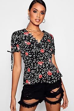 Boohoo Floral Button Through Blouse